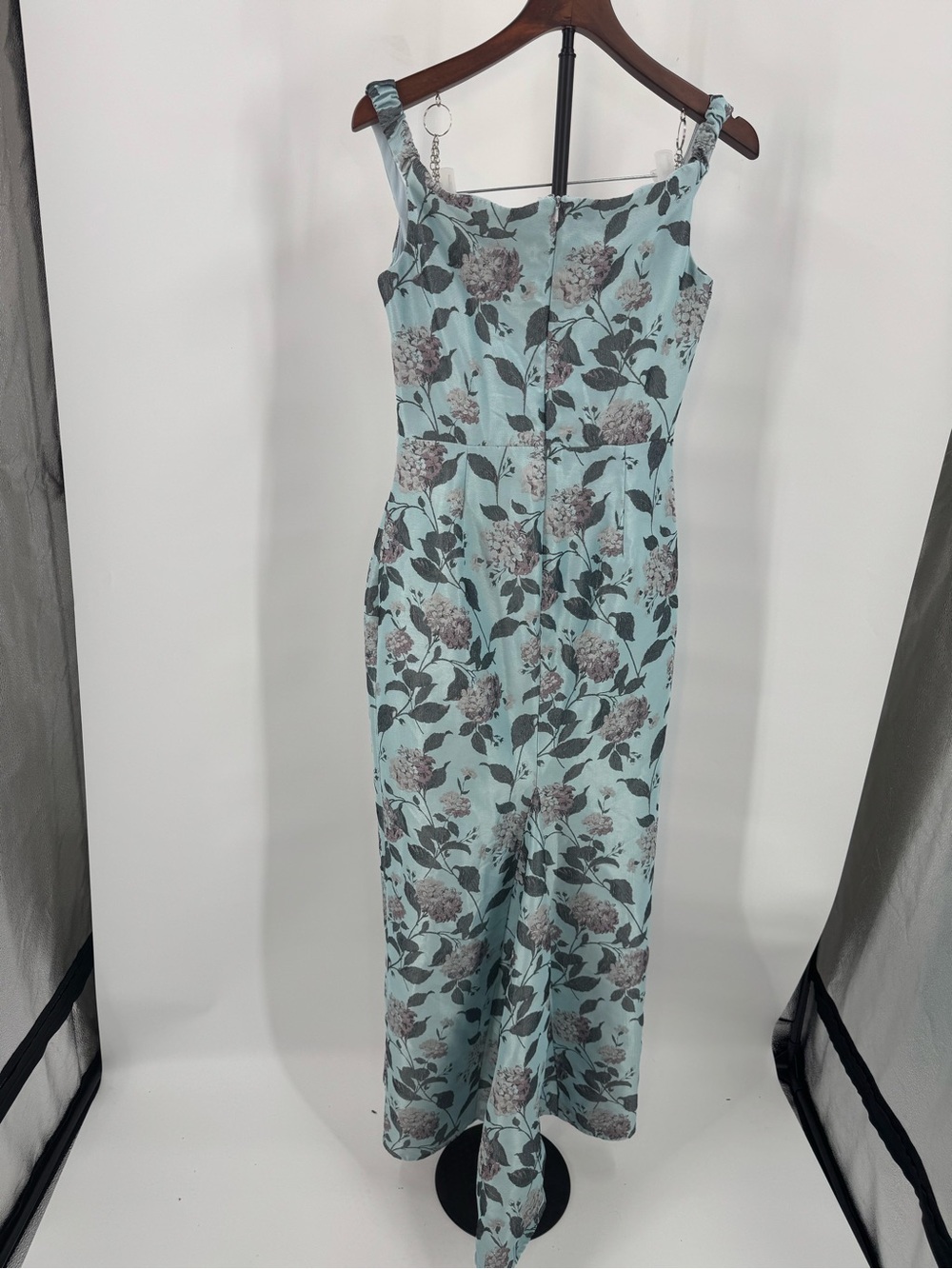 Katie May One-Shoulder Light Blue Floral Jacquard Gown - Picture 14 of 15
